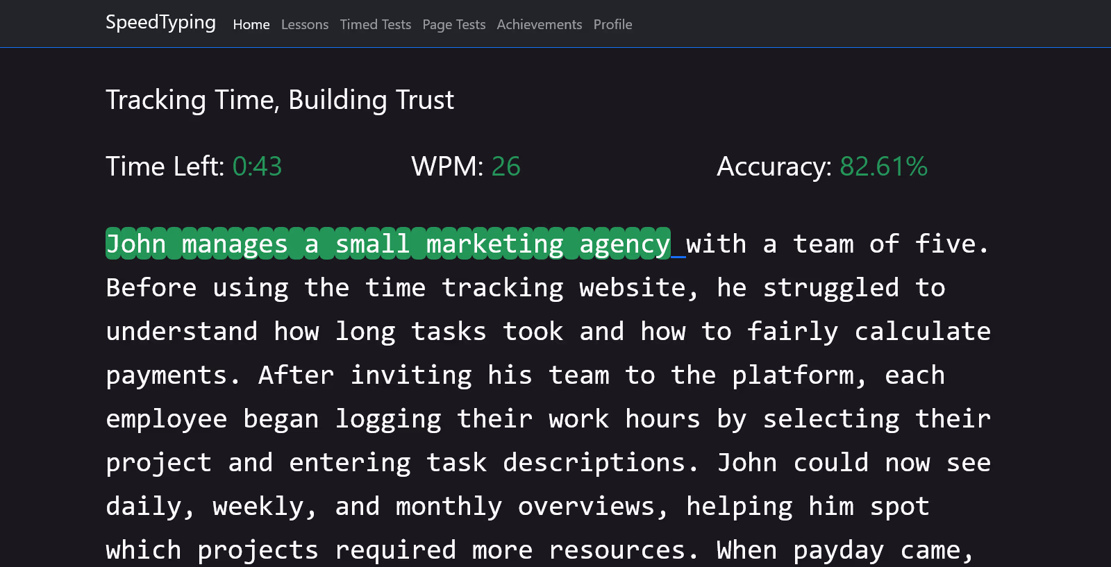 Speed Typing Website Screenshot